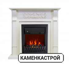 Каминокомплект Venice - Фактурный белый с очагом Aspen Black