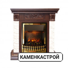 Каминокомплект Luxemburg (каменный) - Сланец/Темный дуб с очагом Atherton