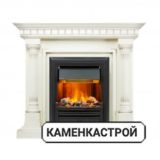 Каминокомплект Dallas - Слоновая кость с патиной с очагом Brookline Black