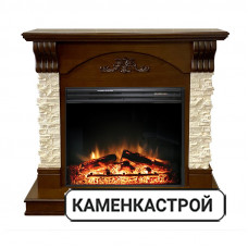 Каминокомплект Prague - Сланец бежевый / Темный дуб с очагом Jupiter FX New