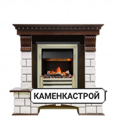 Каминокомплект Pierre Luxe - Темный дуб / Белый (Высота 1050мм) с очагом Cavendish