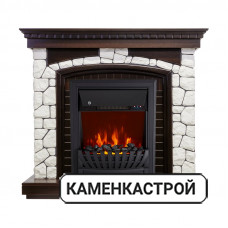 Каминокомплект Glasgow - Темный дуб / Белый с очагом Aspen Black