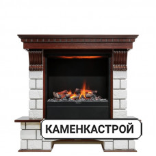 Каминокомплект Pierre Luxe - Темный дуб / Белый (Высота 1040мм) с очагом Albany