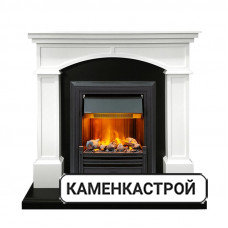 Каминокомплект Langford - Белый с черным с очагом Brookline Black