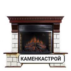Каминокомплект Pierre Luxe угловой - Темный дуб / Белый (Высота 1045мм) с очагом Dioramic 28 LED FX