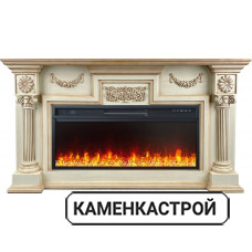 Каминокомплект London - Слоновая кость с патиной (Ширина 1490 мм)  с очагом Vision 42 LED