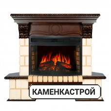 Каминокомплект Pierre Luxe угловой - Шампань / Темный дуб с очагом Dioramic 25 LED FX