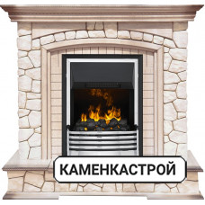 Каминокомплект Preston - Белый/Слоновая кость с патиной с очагом Atherton