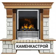 Каминокомплект Pierre Luxe - Дуб / Белый (Высота 1050мм) с очагом Atherton