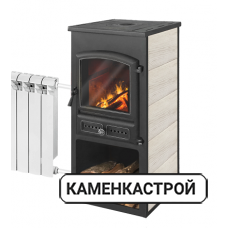 Печь-камин Этна БКД с плитой и т/о беж