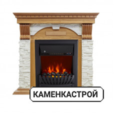 Каминокомплект Dublin - Дуб / Сланец белый с очагом Aspen Black