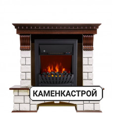 Каминокомплект Pierre Luxe - Темный дуб / Белый с очагом Aspen Black