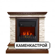Каминокомплект Calgary - Дуб / Сланец белый с очагом Aspen Black