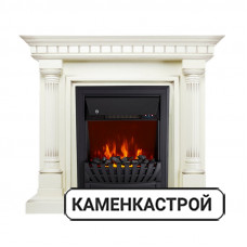 Каминокомплект Dallas - Слоновая кость с патиной с очагом Aspen Black