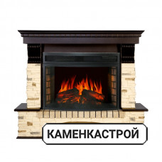 Каминокомплект Pierre Luxe угловой - Сланец / Темный дуб с очагом Dioramic 25 LED FX