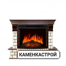 Каминокомплект Pierre Luxe - Темный дуб / Белый (Высота 1095мм) с очагом Dioramic 33 LED FX