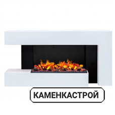 Каминокомплект Futuro - Белый с черным с очагом Cassette 1000 (с дровами)