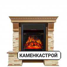 Каминокомплект Pierre Luxe - Дуб / Сланец с очагом Aspen Black