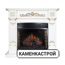 Каминокомплект Florina - Белый дуб, патина золото с очагом Dioramic 28 LED FX