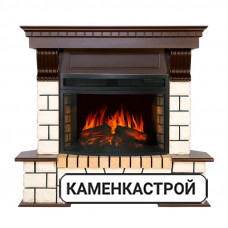 Каминокомплект Pierre Luxe угловой - Белый / Темный дуб с очагом Dioramic 25 LED FX