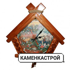 Часы Домик На охоте липа мореная
