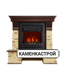 Каминокомплект Pierre Luxe - Темный дуб / Сланец с очагом Aspen Black