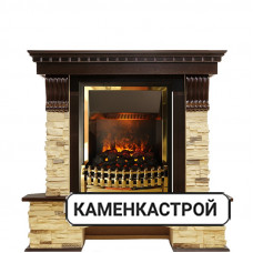 Каминокомплект Pierre Luxe угловой - Темный дуб / Сланец (Высота 1050мм) с очагом Atherton