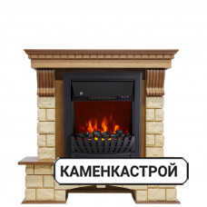 Каминокомплект Pierre Luxe - Дуб / Шампань с очагом Aspen Black