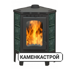 Бавария Угловая изразцовая Барокко зеленый с металлической крышкой PKI 041