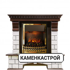 Каминокомплект Pierre Luxe угловой - Темный дуб / Белый (Высота 1050мм) с очагом Atherton