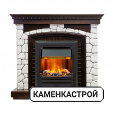 Каминокомплект Glasgow - Темный дуб / Белый с очагом Brookline Black