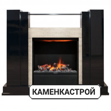 Каминокомплект Rockwell - Черный лак, слоновая кость с очагом Albany