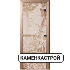 Дверь с рисунком Мишки сатин, коробка из лиственной породы дерева.