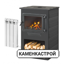 Печь-камин Этна Панорама с плитой и т/о антрацит
