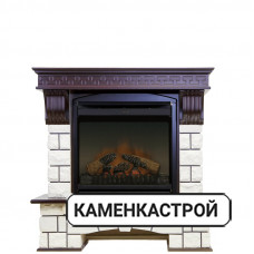 Каминокомплект Pierre Luxe - Темный дуб / Белый (Высота 990мм) с очагом Gannon DF2010-EU