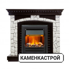 Каминокомплект Glasgow - Венге / Белый с очагом Brookline Black