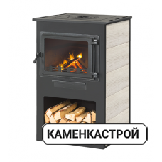 Печь-камин Этна Панорама с плитой беж