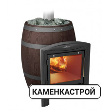 Дровяная печь Термофор Вариата Баррель Витра Inox Полисандр