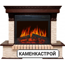 Каминокомплект Pierre Luxe - Темный дуб / Сланец бежевый с очагом Dioramic 28 LED FX