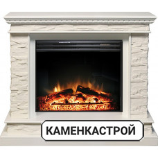 Каминокомплект Calgary - Белый / Сланец белый с очагом Jupiter FX New