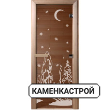 Дверь с рисунком Зима бронза прозрачная, коробка из лиственной породы дерева.