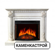 Каминокомплект Rodos - Белый дуб, патина золото с очагом Dioramic 33 LED FX
