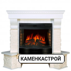 Каминокомплект Pierre Luxe угловой - Белый / Сланец белый с очагом Dioramic 25 LED FX