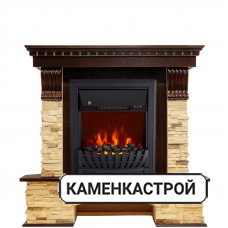 Каминокомплект Pierre Luxe угловой - Темный дуб / Сланец с очагом Aspen Black