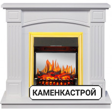 Каминокомплект Boston - Белый (Высота 925см) с очагом Fobos FX M Brass