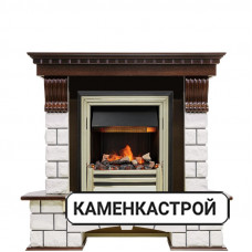 Каминокомплект Pierre Luxe угловой - Темный дуб / Белый (Высота 1050мм) с очагом Cavendish