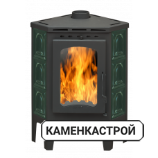Бавария Угловая изразцовая Арка зеленая с металлической крышкой PKI 034