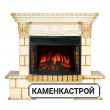 Каминокомплект Pierre Luxe - Шампань / Слонова кост с патиной с очагом Dioramic 25 LED FX