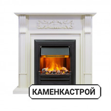 Каминокомплект Venice - Фактурный белый с очагом Brookline Black