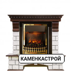Каминокомплект Pierre Luxe - Темный дуб / Белый (Высота 1050мм) с очагом Atherton